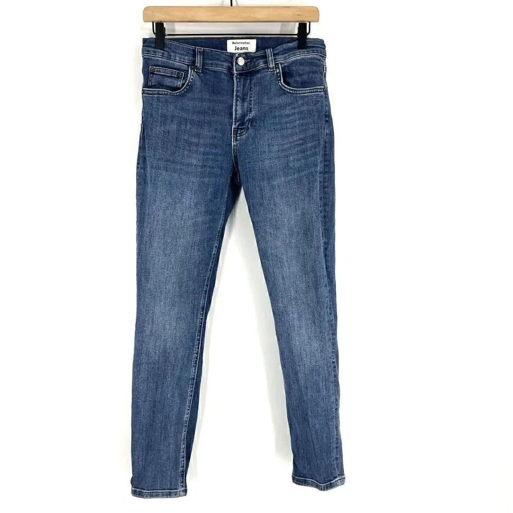 Reformation Jeans Size 27 Womens Blue Denim Mid Rise Skinny Destin Wash Stretch